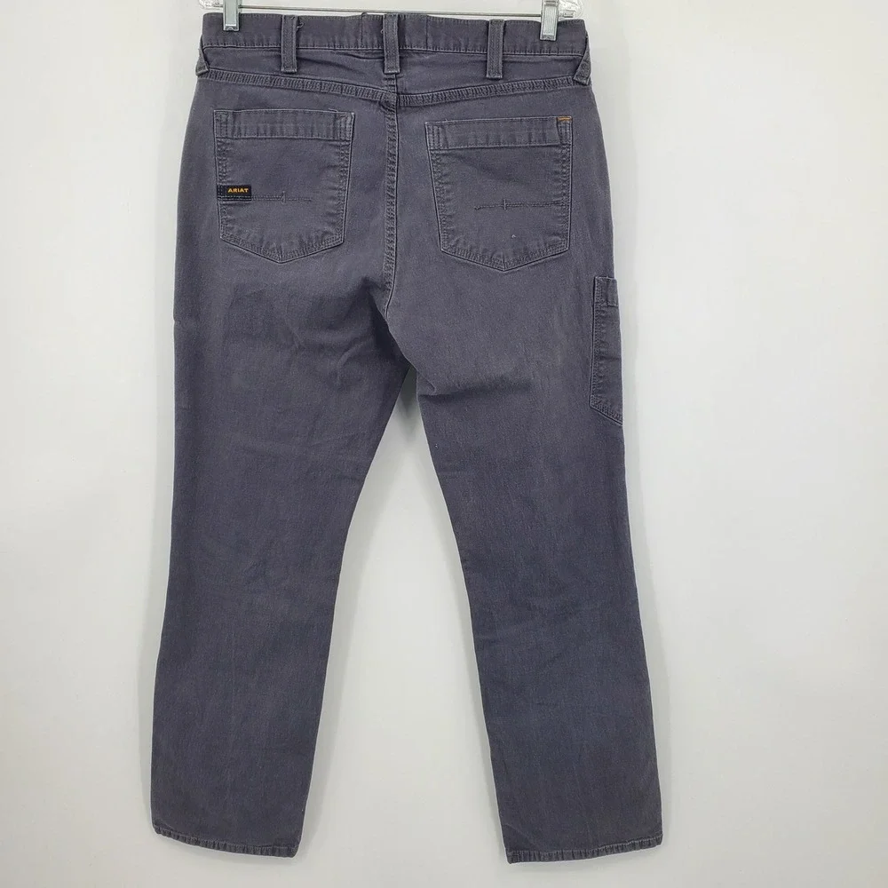 Ariat Rebar M4 Mens 34x30 Charcoal Gray Low Rise Straight Leg Work Pants Canvas